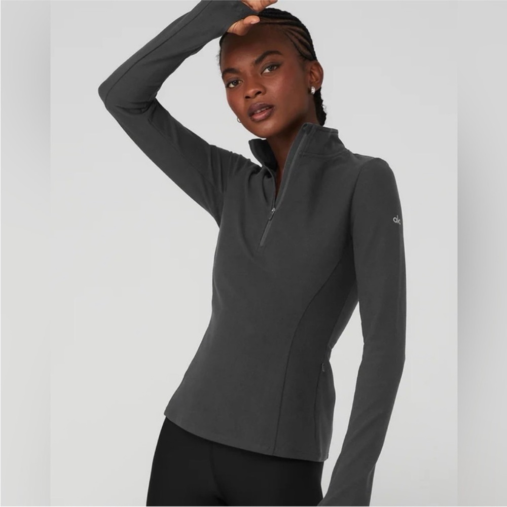 ALO Yoga Alosoft 1/2 zip  Rapid Pullover Long Sleeve Top Anthracite Grey NWT XS